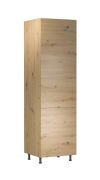 Küchenschrank | 2 Drehtüren | Farbe: Eiche Artisan | 60 x 58 x 212 cm | 5 Fächer | Türanschlag wechselbar | klassischer Griff oder Push-to-open Funktion