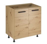 Küchenunterschrank | 2 Drehtüren | Farbe: Eiche Artisan | 80 x 47 x 82 cm | 2 Fächer | klassischer Griff oder Push-to-open Funktion | verstellbare Beine