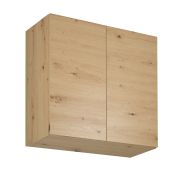 Küchenzeile / Küchenblock | Farbe: Eiche Artisan / Grau | 2 Meter breit | 5 Elemente | schwarze Griffe | inkl. Sockelblende | Soft-Close Funktion
