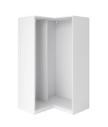 Eckkleiderschrank Korpus | linker Eckrahmen | Farbe: Weiß | Maße: 108,5 x 55 x 196 cm