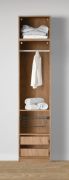 Offener Kleiderschrank | 1 Wäschekorb | Farbe: Eiche Puccini | 2 Innenschubladen | 1 Kleiderstange | 51,5 x 55 x 234 cm | 1 Fach | schlichtes Design