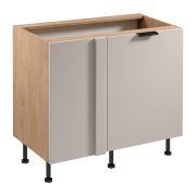 Küchenunterschrank / Eckunterschrank | 1 Drehtür | Farbe: Eiche Puccini / Beige | Push-to-open Funktion | Soft-Close Funktion | 2 Fächer | 100 x 56 x 87 cm | Türanschlag: Links