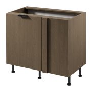 Küchenunterschrank / Eckunterschrank | 1 Drehtür | Farbe: Eiche Baltic Storm | Push-to-open Funktion | Soft-Close Funktion | 2 Fächer | 100 x 56 x 87 cm | Türanschlag: Rechts