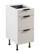 Küchenunterschrank | 3 Schubladen | Farbe: Weiß / Beige | Soft-Close Funktion | 40 x 52 x 87 cm | Metallgriffe | verstellbare Beine | hochwertig Verarbeitet