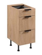 Küchenunterschrank | 3 Schubladen | Farbe: Eiche Puccini | Soft-Close Funktion | 40 x 52 x 87 cm | Metallgriffe | verstellbare Beine | hochwertig Verarbeitet