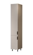 Küchenhochschrank | 2 Drehtüren | Farbe: Eiche Baltic Storm / Beige | Soft-Close Funktion | 40 x 58 x 247 cm | 6 Fächer | Metallgriffe | verstellbare Beine | Türanschlag: Links