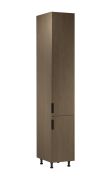 Küchenhochschrank | 2 Drehtüren | Farbe: Eiche Baltic Storm | Soft-Close Funktion | 40 x 58 x 247 cm | 6 Fächer | Metallgriffe | verstellbare Beine | Türanschlag: Rechts