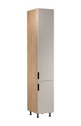 Küchenhochschrank | 2 Drehtüren | Farbe: Eiche Puccini / Beige | Soft-Close Funktion | 40 x 58 x 247 cm | 6 Fächer | Metallgriffe | verstellbare Beine | Türanschlag: Rechts