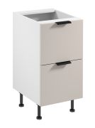 Küchenunterschrank | 2 Schubladen | Farbe: Weiß / Beige | Soft-Close Funktion | 45 x 52 x 87 cm | Metallgriffe | verstellbare Beine | hochwertig Verarbeitet