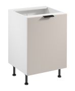 Küchenunterschrank | 1 Drehtür | Farbe: Weiß / Beige | Soft-Close Funktion | 60 x 52 x 87 cm | 2 Fächer | Metallgriffe | verstellbare Beine