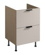 Spülenunterschrank | 2 Schubladen | Farbe: Eiche Baltic Storm / Beige | Soft-Close Funktion | 60 x 52 x 87 cm | Metallgriffe | für Einbau eines Induktionskochfelds