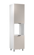 Küchenschrank | 2 Drehtüren | Farbe: Weiß / Beige | Soft-Close Funktion | 60 x 58 x 247 cm | 5 Fächer | Metallgriffe | für Einbau eines Backofen | Türanschlag: Rechts