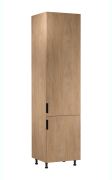 Küchenhochschrank | 2 Drehtüren | Farbe: Eiche Puccini | Soft-Close Funktion | 60 x 58 x 247 cm | 6 Fächer | Metallgriffe | verstellbare Beine | Türanschlag: Rechts