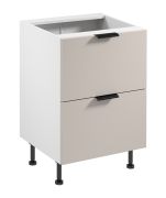 Küchenunterschrank | 2 Schubladen | Farbe: Weiß / Beige | verstellbare Beine | Metallgriff | Soft-Close Funktion | 60 x 52 x 87 cm | hochwertig Verarbeitet