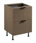 Küchenunterschrank | 2 Schubladen | Farbe: Eiche Baltic Storm | Soft-Close Funktion | 60 x 52 x 87 cm | Metallgriffe | hochwertig Verarbeitet | verstellbare Beine