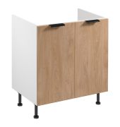 Spülenunterschrank | 2 Drehtüren | Farbe: Weiß / Eiche Puccini | Soft-Close Funktion | 1 Fach | 80 x 52 x 87 cm | Metallgriffe | für Einbau eines Waschbeckens