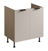Spülenunterschrank | 2 Drehtüren | Farbe: Eiche Baltic Storm / Beige | Soft-Close Funktion | 1 Fach | 80 x 52 x 87 cm | Metallgriffe | für Einbau eines Waschbeckens