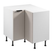 Küchenunterschrank / Eckunterschrank | 2 Drehtüren | Farbe: Weiß / Beige | Soft-Close Funktion | 2 Fächer | 84 x 84 x 87 cm | verstellbare Beine | Metallgriffe