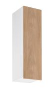 Küchenhängeschrank | 1 Drehtür | Farbe: Weiß / Eiche Puccini | Soft-Close Funktion | 3 Fächer | 30 x 32 x 100 cm | schmal | Türanschlag: Rechts