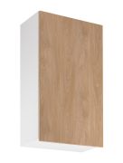 Küchenhängeschrank | 1 Drehtür | Farbe: Weiß / Eiche Puccini | Soft-Close Funktion | 3 Fächer | 60 x 32 x 100 cm | hochwertig Verarbeitet | Türanschlag: Rechts