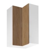 Küchenhängeschrank / Eckhängeschrank | 2 Drehtüren | Farbe: Weiß / Eiche Puccini | Soft-Close Funktion | 3 Fächer | 60 x 60 x 100 cm | hochwertig Verarbeitet