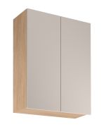 Küchenhängeschrank | 2 Drehtüren | Farbe: Eiche Puccini / Beige | Soft-Close Funktion | 3 Fächer | 80 x 32 x 100 cm | hochwertig Verarbeitet