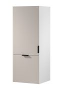 Küchenaufsatzschrank | 1 Drehtür | 1 Falt-Lifttür | funktional und stilvoll | Farbe: Weiß / Beige | 4 Fächer | 60 x 58 x 158 cm | Metallgriffe | Türanschlag: Links