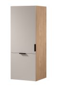 Küchenaufsatzschrank | 1 Drehtür | 1 Falt-Lifttür | funktional und stilvoll | Farbe: Eiche Puccini / Beige | 4 Fächer | 60 x 58 x 158 cm | Metallgriffe | Türanschlag: Links