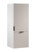 Küchenaufsatzschrank | 1 Drehtür | 1 Falt-Lifttür | funktional und stilvoll | Farbe: Weiß / Beige | 4 Fächer | 60 x 58 x 158 cm | Metallgriffe | Türanschlag: Rechts