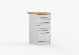 Unterschrank | Weiß | Parnassus 01 | 85 x 40 x 60 cm | 4 Schubladen | Einfarbig | pflegeleichte Oberfläche | Arbeitsplatte 38 mm stark | Küche