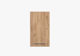 Hängeschrank / Drehtürenschrank | Braun / Weiß | Parnassus 04 | 1 Türe | Griffe: Metall | 71,5 x 40 x 29 cm | Metallgriffe silberfarben | Holzoptik