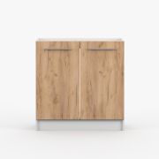 Spülenunterschrank / Drehtürenschrank | Braun / Weiß | Parnassus 10 | 1 Fach | 2 Türen | Griffe: Metall | 81,5 x 80 x 46 cm | Front in Holzoptik