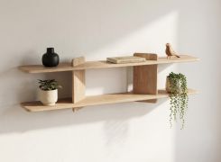Wandregal | Farbe: Eiche gebleicht | Massivholz | Eichenholz geölt | 140 x 25 x 39 cm | Stilvoll | Regal | Funktional | schlicht