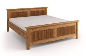 Doppelbett / Gästebett | aus massiv finnische Kiefer | Farbe: Eiche | natürliche Maserung | Liegefläche: 180 x 200 cm | widerstandsfähig