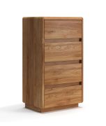 Kommode | Massivholz | Eichenholz geölt | Push-to-open Funktion | 4 Schubladen | Soft-Close Funktion | 56 x 40 x 100 cm | Stilvoll und Modern