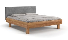 Einzelbett / Gästebett | Massivholz | Eichenholz geölt | bequeme Rückenlehne | 180 x 200 cm | Minimalistisch | hochwertige natürliche Materialien