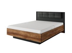 Doppelbett / Gästebett Jendouba 02 | Farbe: Kastanie / Anthrazit | gepolstertes Kopfteil | Liegefläche: 160 x 200 | ABS-Kantenschutz | Bettkasten für Bettwäsche