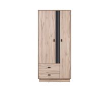 Schlichter Schrank Niel 02, Farbe: Eiche / Anthrazit - Abmessungen: 195 x 90 x 50 cm (H x B x T)