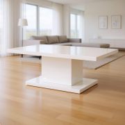 Couchtisch Statura | Farbe: Weiß Hochglanz | extra starke Tischplatte | UV-Lackiert | 100 x 60 x 50 cm | Sofatisch | stabil & pflegeleicht