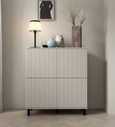 Kommode | 4 Drehtüren | Push-to-open Funktion | Kaschmir | hochwertige Verarbeitung | 8 Fächer | Maße: 100 x 40 x 112 cm | Lamellen Front | für Wohnzimmer