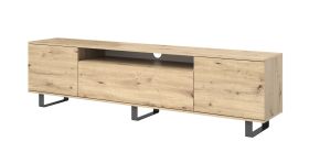Moderner TV-Unterschrank / TV-Schrank Zapopan 109, Farbe: Eiche Artisan, Maße: 56 x 180 x 40 cm, Push-to-open Funktion, vier Fächer, ein Kabelloch