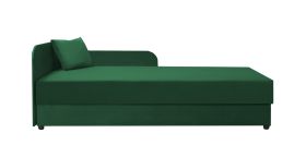 Gästebett / Tagesbett Lobatos 109, inkl. Kissen, Farbe: Dunkelgrün, Kopfteil links, Liegefläche: 80 x 195 cm, genügend Stauraum, gute Verarbeitung