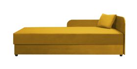 Gästebett / Tagesbett Lobatos 26, inkl. Kissen, Kopfteil rechts, Farbe: Gelb, aufklappbarer Stauraum, Liegefläche: 90 x 195 cm, Bonellfederkernung
