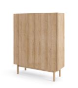 Hohe Kommode mit zwei Türen Ashford 04, Farbe: Eiche Riviera / Marmor Bianco - Abmessungen: 122 x 97 x 37 cm (H x B x T)
