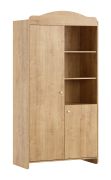 Babyzimmer Kleiderschrank | Farbe: Eiche | 2 Türen | Soft-Close-Funktion | 2 Kleiderstangen | Kinderzimmer | 6 Fächer | ABS-Kantenschutz | runde Griffe
