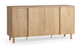 Kommode | 2 Falttüren | Farbe: Eiche | 3 Schubladen | integrierte LED-Beleuchtung | 163 x 46 x 83 cm | Soft-Close Funktion | 6 Fächer | für Wohn- und Esszimmer