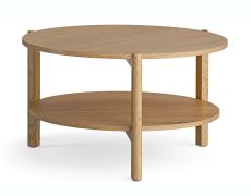 Couchtisch | Rund | drehbare Ablagefläche | Farbe: Eiche | 70 x 70 x 41 cm | drei Eichenbeine | abgerundete Kanten | minimalistisch und natürlich