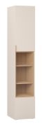 Vitrinenschrank | 1 Glastür | Farbe: Beige | 6 Fächer | Griffe: Eiche | Soft-Close-Funktion | Maße: 40 x 42 x 206 cm | inkl. LED-Beleuchtung
