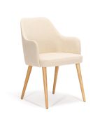 Esszimmerstuhl | Farbe: Beige / Eiche | Gepolstert | hochwertige Verarbeitung | Maße: 54 x 58 x 85 cm | Beine: Buchenholz | Komfort & Stil | Melange-Muster