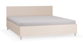 Doppelbett | 180 x 200 cm | inkl. Lift up Lattenrost | Farbe: Beige | unkonventionelle Form | Bettkasten für Bettwäsche | für Schlafzimmer